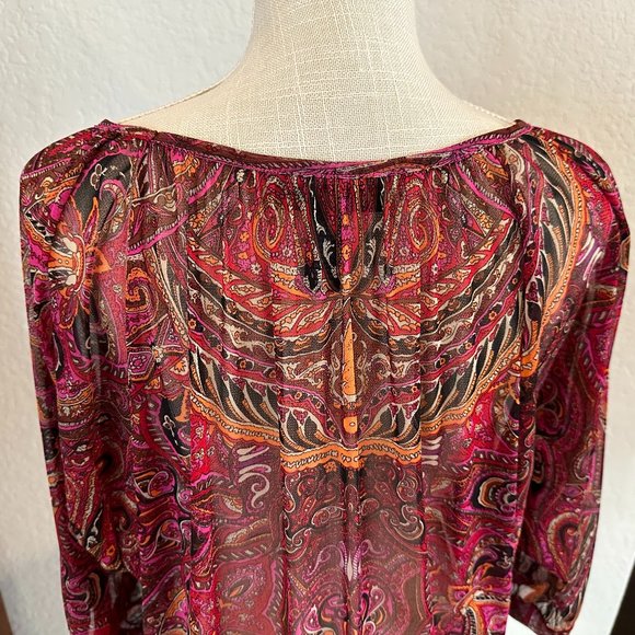 INC INTERNATIONAL Semi-Sheer Paisley Boho Top - SP - Picture 7 of 9